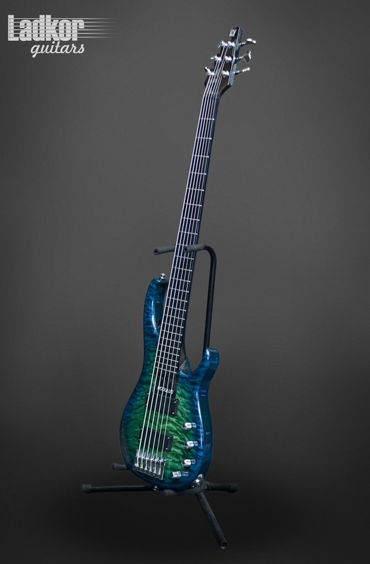 Modulus Quantum Q6 Quilt Blue Green Burst 6 String Bass