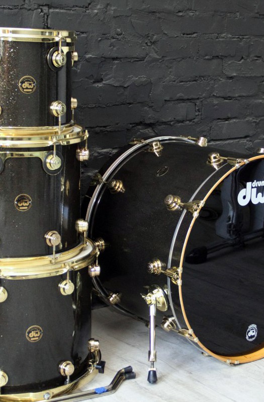 DW Collectors Maple Piano Black Shell Pack Drums