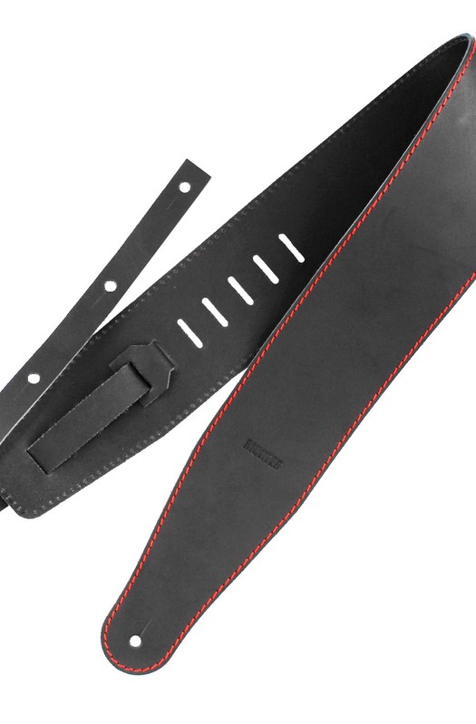 Ремень гитарный Richter GUITAR STRAP  RAW III CONTOUR  VINTAGE BLACK / RED 1503