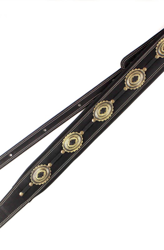 Ремень гитарный Richter GUITAR STRAP SPRINGBREAK I CONCHO BLACK / OLD BRASS 1545