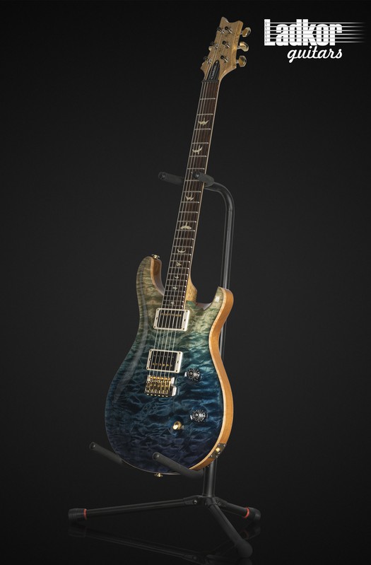 2013 PRS Custom 24 Wood Library Artist Package One Piece Quilt Top Blue Fade Brazilian Rosewood Korina