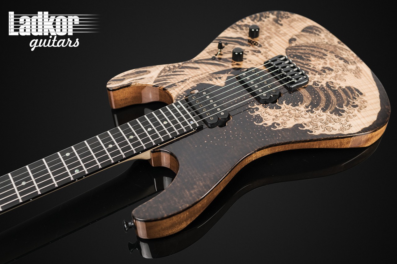 ESP USA M-II HT Dino Muradian The Great Wave Pyrograph 1 Of 10