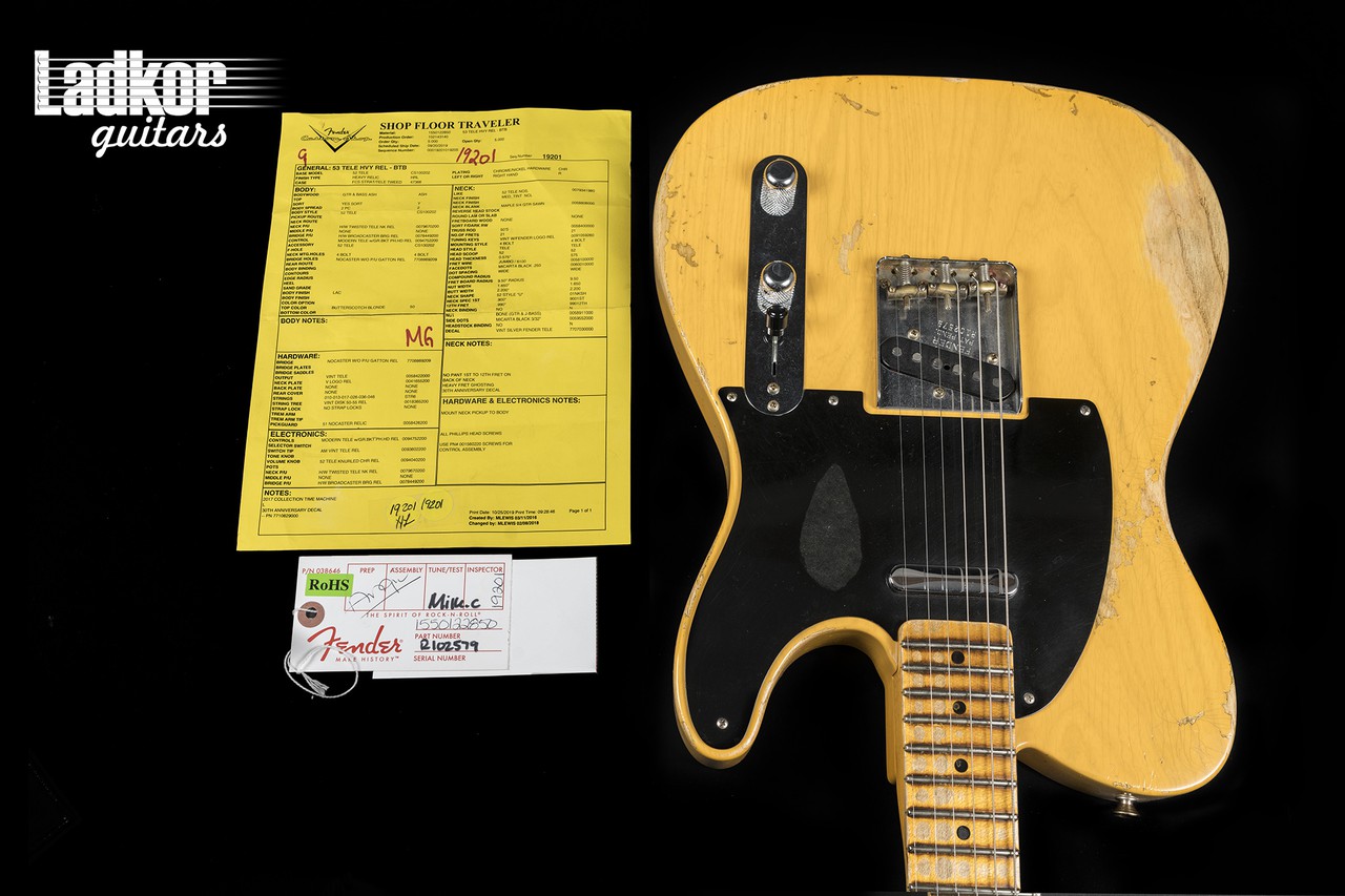 2019 Fender Custom Shop 1953 Telecaster Butterscotch Blonde Heavy