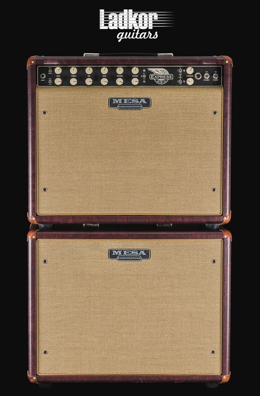 Mesa Boogie Express 5:50 Custom Wine Taurus Tan Jute Grille Combo And Cabinet Stack