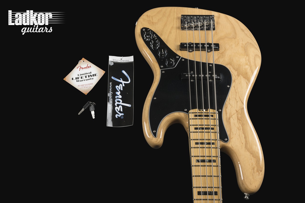 2017 Fender American Elite Jazz Bass V Natural 5 String Bass