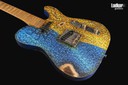 JK Custom Glorycaster Tele Satin Blue and Yellow Cracked Flag Relic NEW