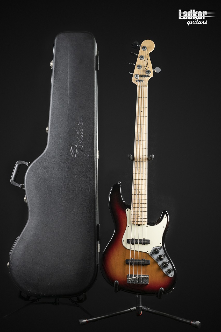 2008 Fender American Deluxe Jazz Bass V 3-Tone Sunburst 5 String Bass