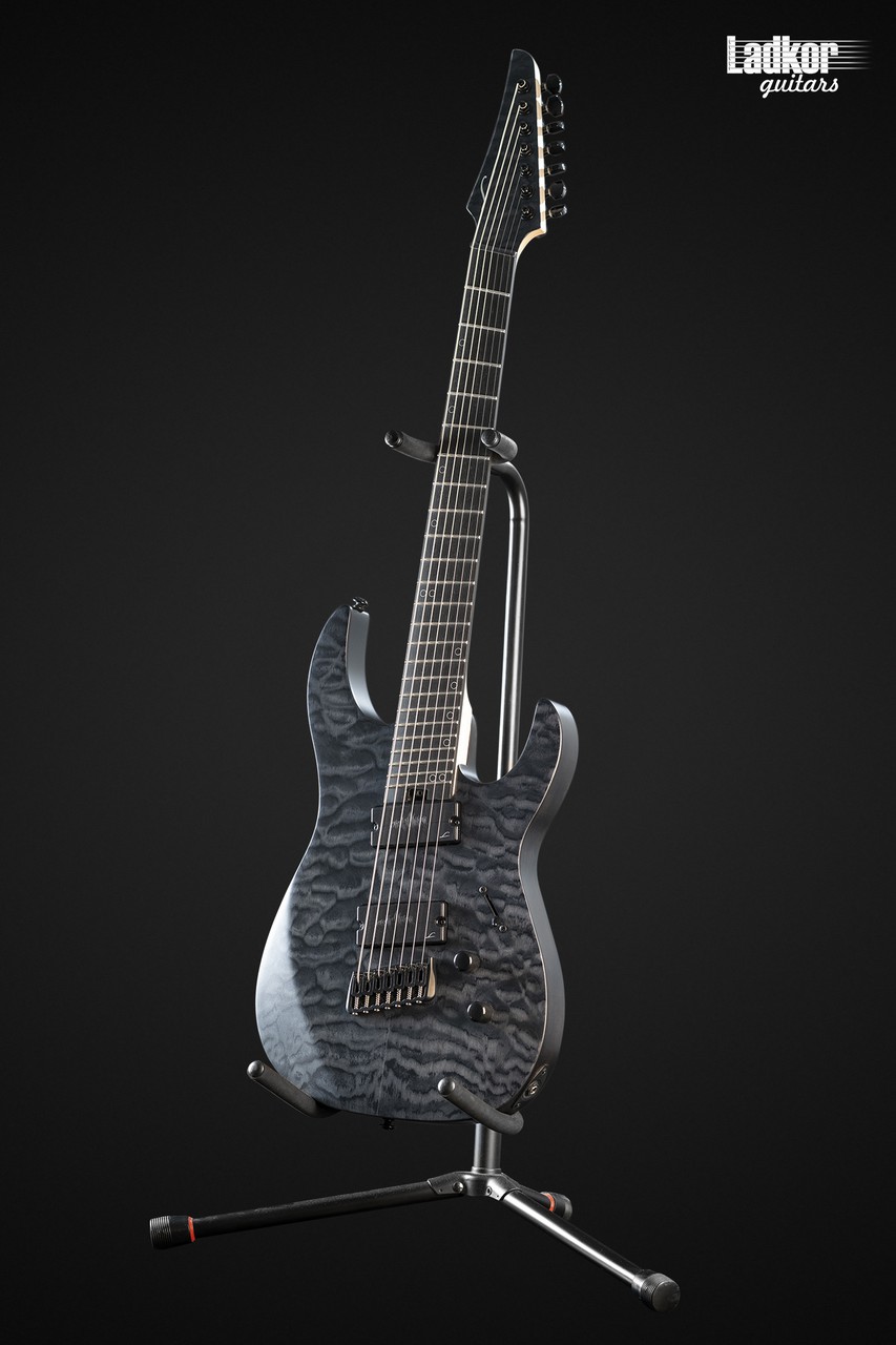Legator N7FSS Black Quilt Maple Ninja Satin Fanned Fret Multi