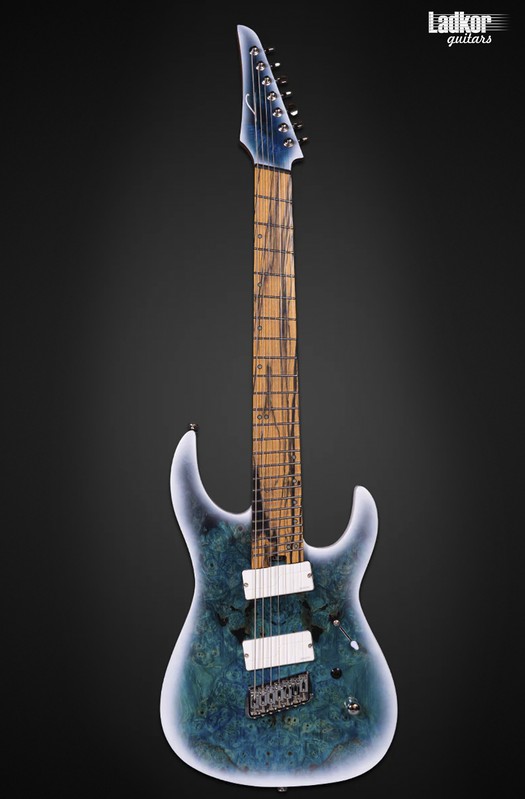 Legator N7FOD Arctic Blue Ninja Fanned Fret MultiScale 7 String Overdrive Series Palemoon Ebony