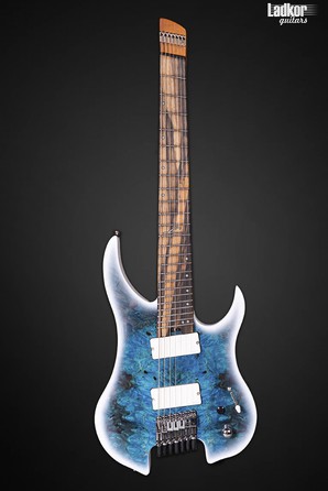 Legator G7FOD Arctic Blue Ghost Headless Fanned Fret MultiScale 7 String Fishman Fluence Overdrive Series Palemoon Ebony