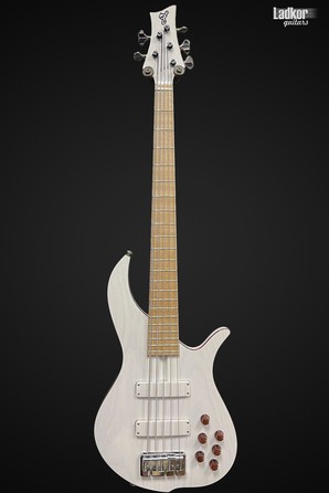 F Bass BN5 Trans White with Bloodwood Binding 5 String Bass