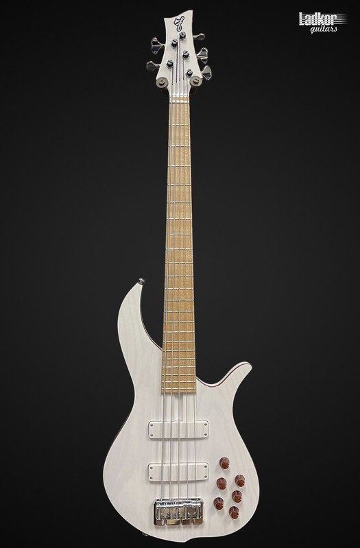 F Bass BN5 Trans White with Bloodwood Binding 5 String Bass
